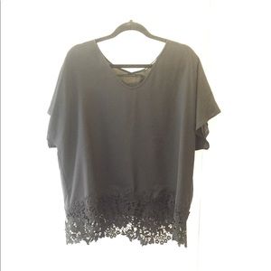 3/$15 Black lace blouse Zac & Rachel XL